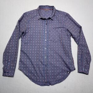 Marmot‎ Button-Up Shirt Womens Medium Blue Red Stripe Boyfriends Flannel Casual